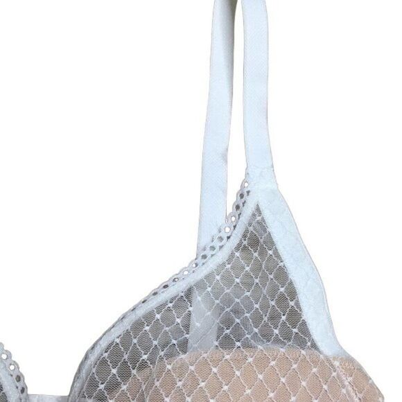 Fredericks Of Hollywood White Mesh Lace Underwire Bra 36D - Picture 3 of 5